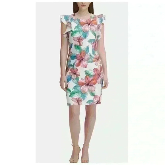 Tommy Hilfiger Dresses & Skirts - TOMMY HILFIGER Womens Ivory Cap Sleeve Above The Knee Party Sheath Dress Size 4